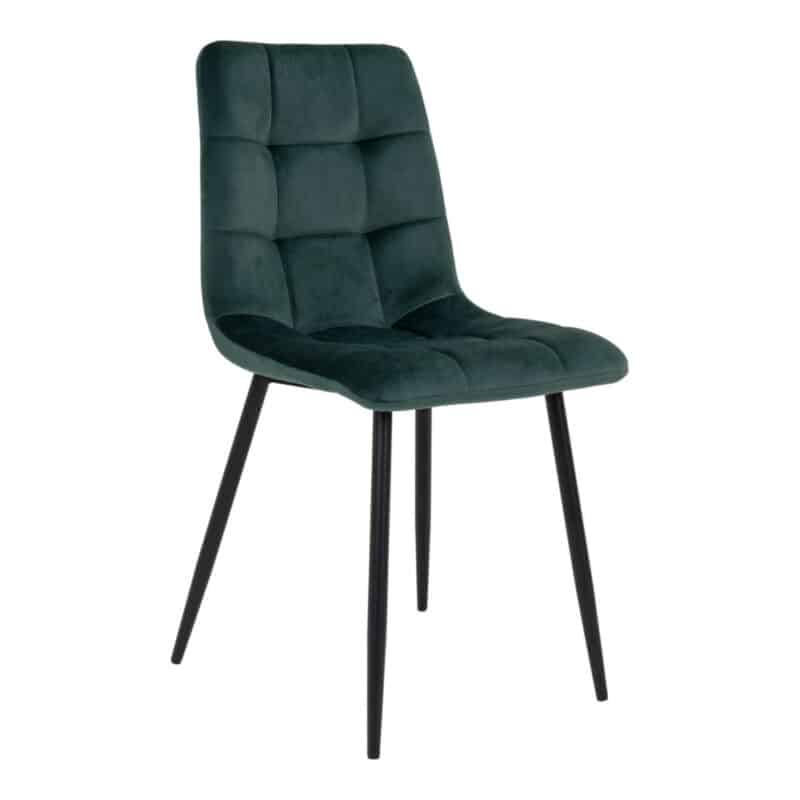 Middelfart matbordsstol – Grön velour – svart – 2 st(1)